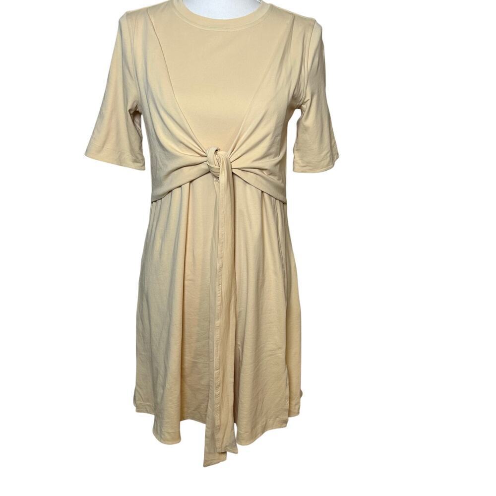 Lululemon cotton wrap front tie beige yellow t-shirt dress size 8**